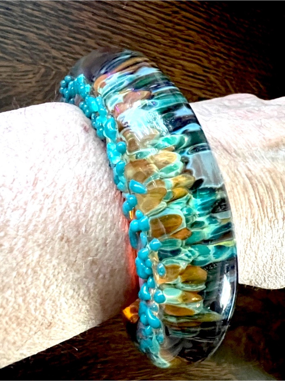 MURANO Glass Sea Life Coral Large Cuff Bracelet Rare GORGEOUS